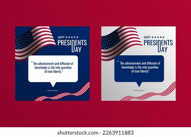 Presidents day design quotes for social media in square orientation