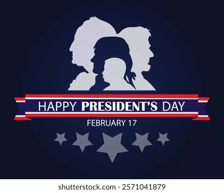 President's Day, February 17. Background, card, banner, poster Design. Vector Illustration.