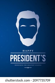 Presidents Day festive banner. Abraham Lincoln silhouette. Federal holiday in America. Design template for Poster, banner and background.