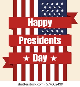 Presidents Day. Flag of USA with ribbon