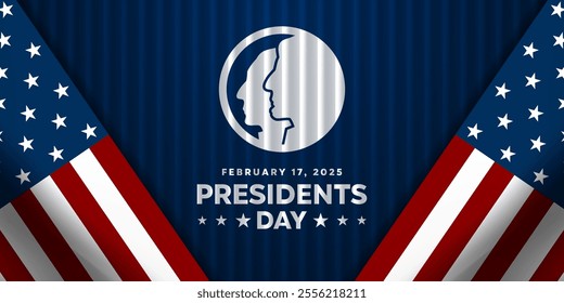 President's Day. Great for cards, banners, posters, social media and more. Dark blue background.