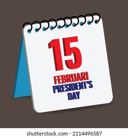 President's day greeting card in calendar form, great for apps, social media, web etc