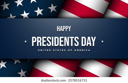 Presidents Day Greeting Card Design with American flag illustration as background. Vector Illustration.