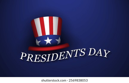 Presidents Day Greeting Card with Hat Illustration. Vector Illustration