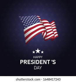 president's day greeting card with Waving flag of United States of America as a symbol of independence