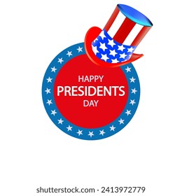 Presidents day hat on circular banner, vector art illustration.