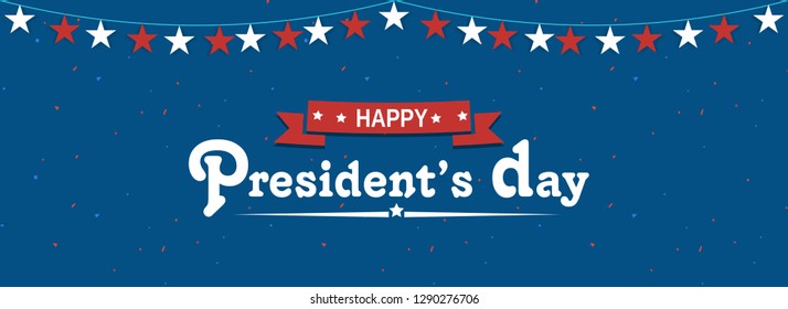 President's Day header or banner design decorated with bunting stars.