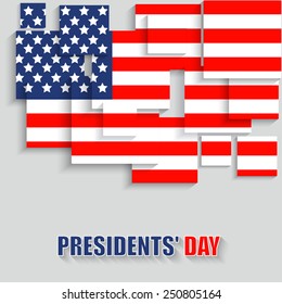 President's Day holiday. Paper squares with the image of the United States flag.