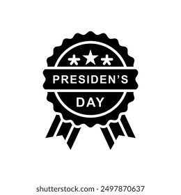 
president's day icon, vector illustration of president's badge, isolated on white background.