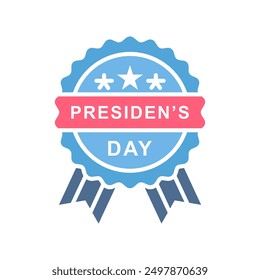 
president's day icon, vector illustration of president's badge, isolated on white background.