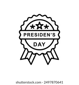 
president's day icon, vector illustration of president's badge, isolated on white background.