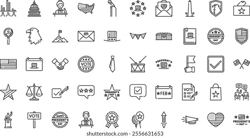 Presidents day icons High-Quality Vector Icons Collection with Editable Stroke. Ideal for Professional and Creative Projects.