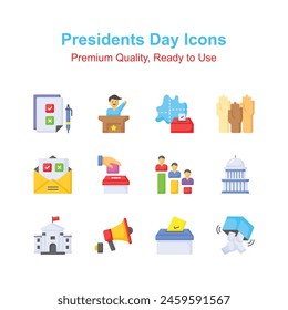 Presidents day icons set, premium vectors ready to use