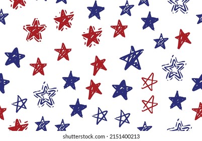 Presidents day, Independence Day USA, Hand drawn illustration. Stars grunge.