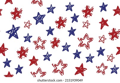Presidents day, Independence Day USA, Hand drawn illustration. Stars grunge.