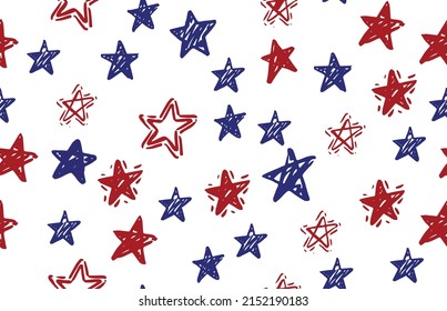 Presidents day, Independence Day USA, Hand drawn illustration. Stars grunge.