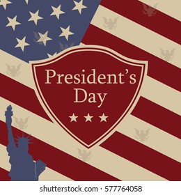 presidents day. map of America. The Statue of Liberty