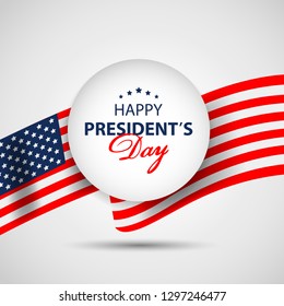 Presidents day paper banner background with american flag. Vector illustration
