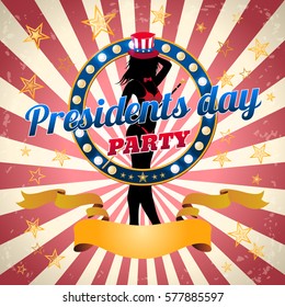 President's day party, banner for celebrating 20 february 2017, vector template.