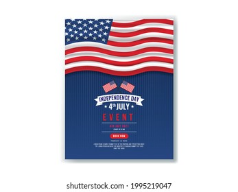 President's Day party flyer or poster template.4th July independence day. Vector Illustration