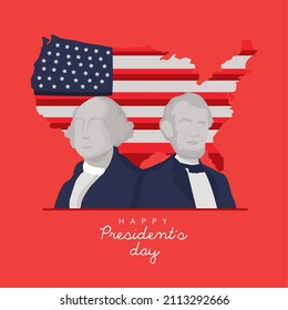 presidents day postcard with usa map