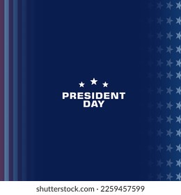 presidents day poster design with blue background and USA flag elements, for social media feed needs