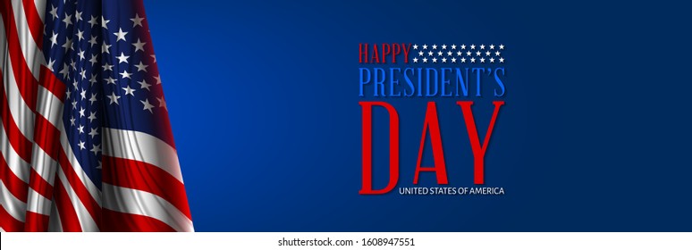 Presidents' Day. Presidents Day poster. Happy Presidents Day Background and symbols with USA flag. Vector illustration - Presidents' Day in the United States.
