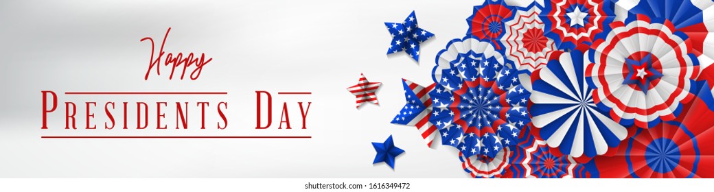 Presidents' Day. Presidents Day poster. Happy Presidents Day Background and symbols with USA flag. Vector illustration - Presidents' Day in the United States.