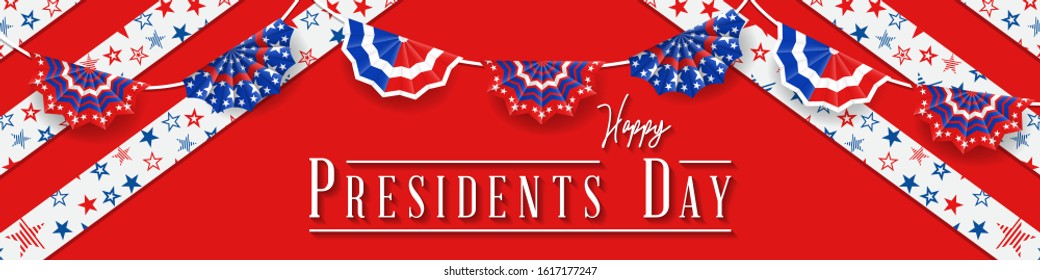 Presidents' Day. Presidents Day poster. Happy Presidents Day Background and symbols with USA flag. Vector illustration - Presidents' Day in the United States.