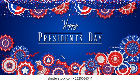 Presidents' Day. Presidents Day poster. Happy Presidents Day Background and symbols with USA flag. Vector illustration - Presidents' Day in the United States.