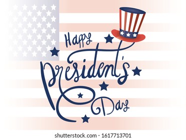 presidents day poster with usa tophat and lettering vector illustration design