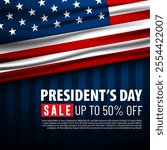 Presidents Day Sale Up To 50 Percent Background Design Illustration With USA Flags