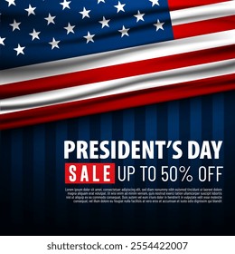 Presidents Day Sale Up To 50 Percent Background Design Illustration With USA Flags