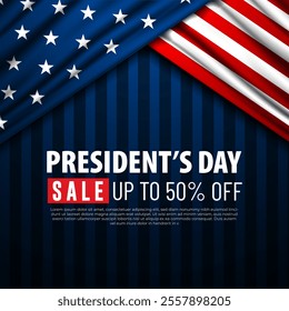 Presidents Day Sale Up To 50 Percent Background Design Illustration With USA Flags