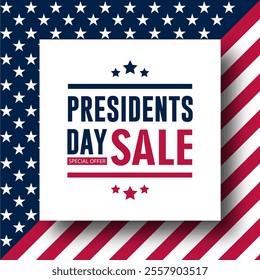 Presidents Day Sale Up To 50 Percent Background Design Illustration With USA Flags