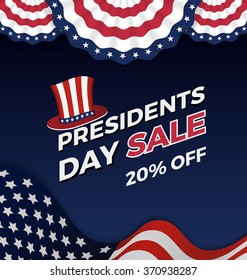 Presidents Day Sale Background For Business Promotional. Vector Illustration