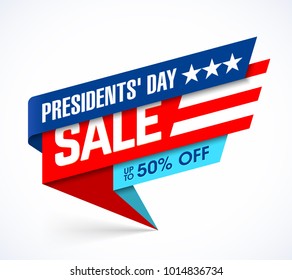 Presidents' Day Sale banner design template, big sale, special offer, up to 50% off, vector illustration