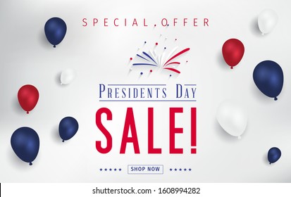 Presidents Day Sale banner - Presidents Day special offer. Banner for presidents day sale design. Special offer for Presidents Day celebration.