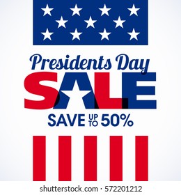 Presidents Day sale banner vector illustration