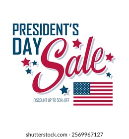 President's Day Sale commercial background for Presidents Day shopping advertising. American federal holiday sale promotion. Hand lettering. Vector illustration.