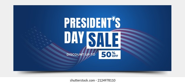 President's day sale horizontal banner design.