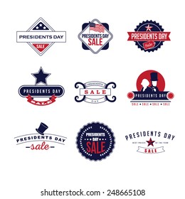 Presidents Day sale Icon Insignia Set EPS 10 vector royalty free stock illustration perfect for ads, posters, marketing, blog, website