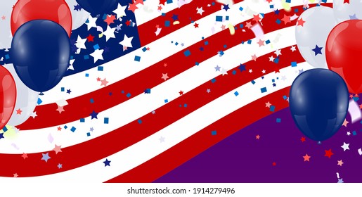 Presidents day sale, party banner with Balloons background. Happy President's Day Sale banner