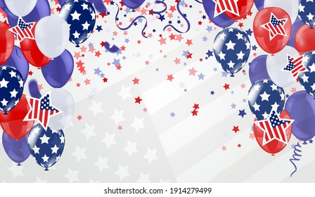 Presidents day sale, party banner with Balloons background. Happy President's Day Sale banner