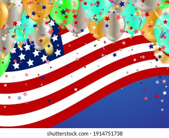 Presidents day sale, party banner with Balloons background. Happy President's Day Sale banner