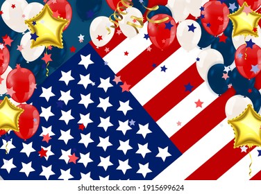 Presidents day sale, party banner with Balloons background. Happy President's Day Sale banner
