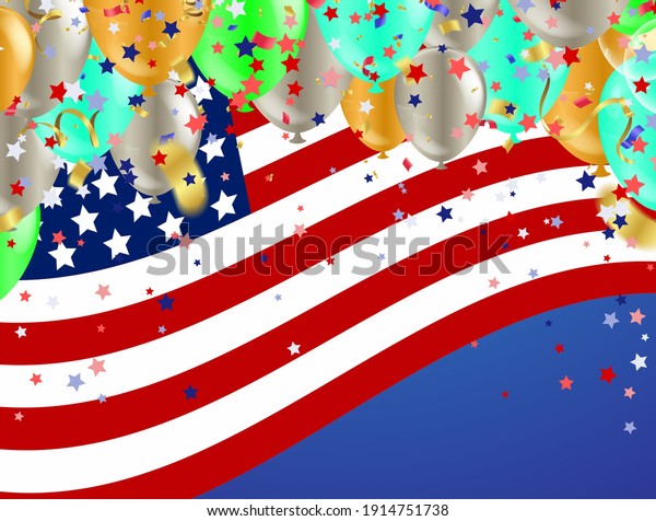 Presidents day sale, party banner with\
Balloons background. Happy President\'s Day Sale\
banner