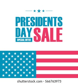 Presidents Day Sale special offer banner for business, promotion and advertising. Vector illustration.