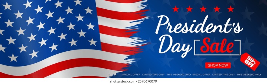 Presidents day sale United States of America USA flag background banner design