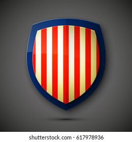 President's day shield banner isolated with stars and stripes presentation. Independence Day icon with USA flag. Protect privacy badge. United States of American President holiday. Veterans Day